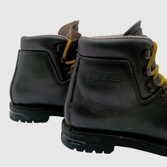 Vintage Asolo Alaska‎ Boots Womens Size 7.5 Black Leather Vibram Sole Hiking 90s - Picture 9 of 12
